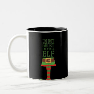 I'm Not Short I'm a Tall Elf - Funny Distressed Two-Tone Coffee Mug