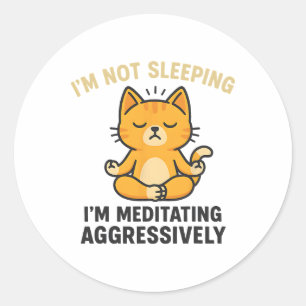 Im Not Sleeping Im Meditating Aggressively Cat Yog Classic Round Sticker