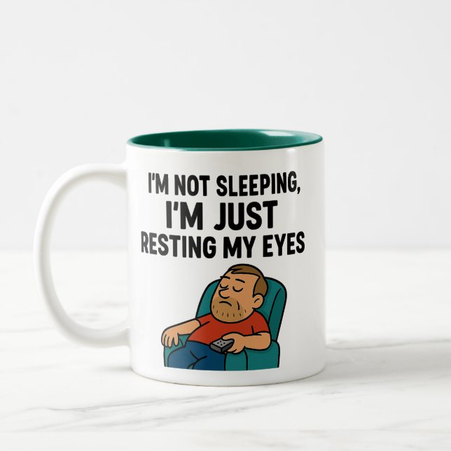I'm Not Sleeping, Just Resting My Eyes Two-Tone Coffee Mug (Left)