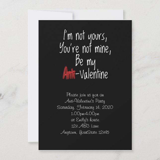 I'm not Yours Anti-Valentine Party Invitation (Front)
