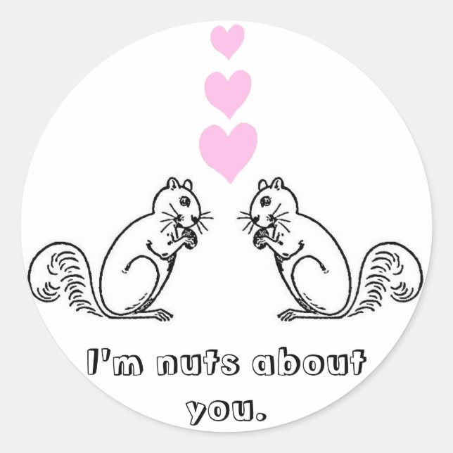 I'm nuts about you. classic round sticker (Front)