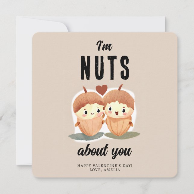 I'm Nuts about you Funny Cute Valentine's Day  Holiday Card (Front)