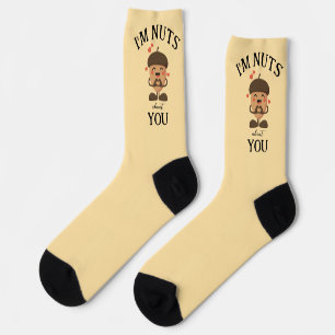 I'm Nuts about you Valentine simple funny hearts Socks