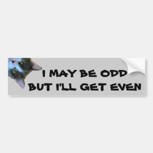 i'M oDD bUT i'LL gET eVEN with Peeking Cat Bumper Sticker