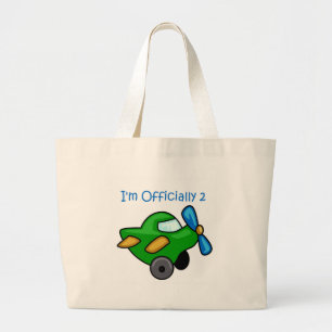 I'm Officially 2, Jet Plane Large Tote Bag