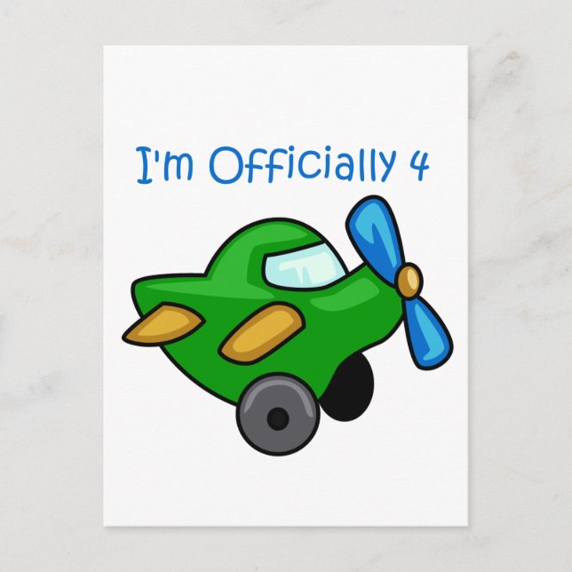 I'm Officially 4, Jet Plane Postcard (Front)