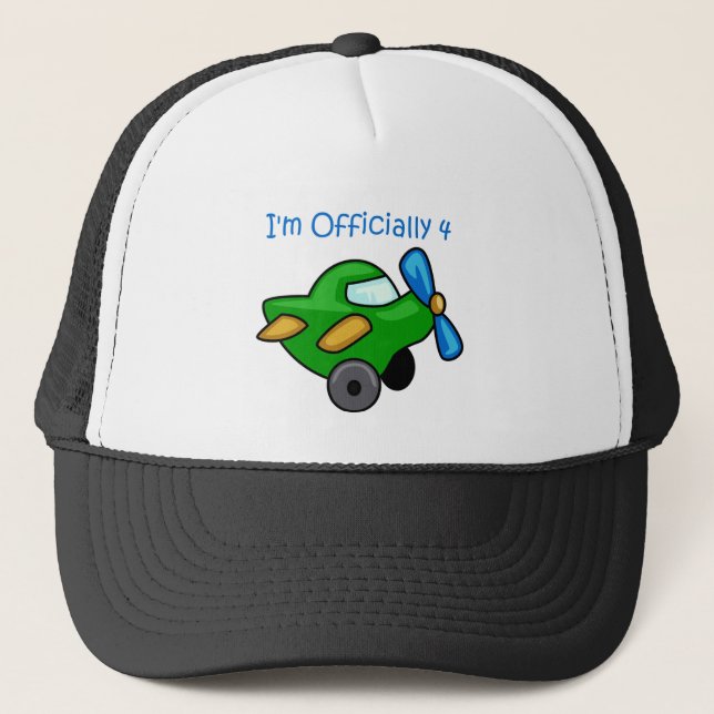 I'm Officially 4, Jet Plane Trucker Hat (Front)