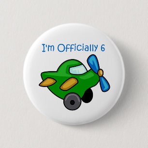 I'm Officially 6, Jet Plane 6 Cm Round Badge