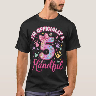 I'M Officially A Handful Five Pink Bow 5Th T-Shirt