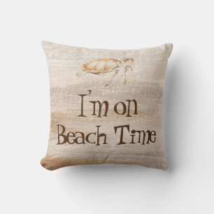 I'm On Beach Time Sea Turtle Fun Quote Animal Cushion