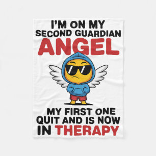 I'm On My Second Guardian Angel Funny Therapy Ment Fleece Blanket