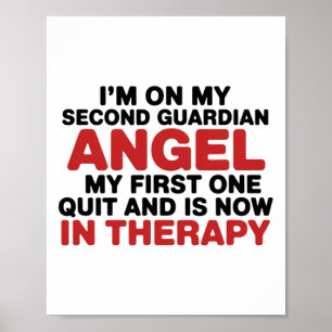 I'm On My Second Guardian Angel Funny Therapy Ment Poster