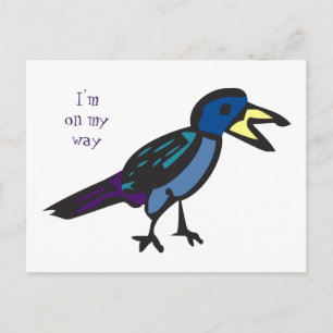 I'm on my way birdie postcard