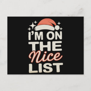 I'm On The Nice List Santa Christmas Xmas Holiday Postcard