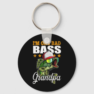 I'm One Bad B Grandpa B Fishing Father's Day Gift Key Ring