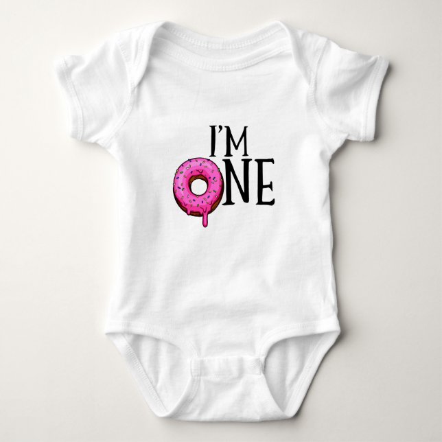 I'M One Doughnut 1st Birthday Baby Bodysuit (Front)