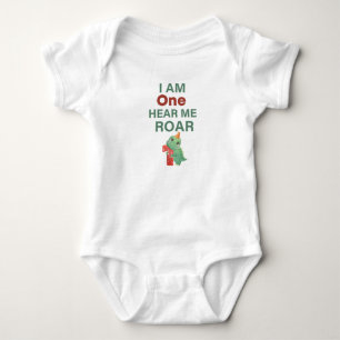 I'm One Hear Me Roar Birthday baby T-Rex Birthday Bodysuit