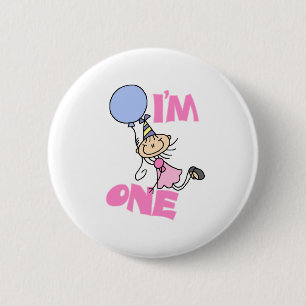 I'm One Stick Figure Girl Birthday 6 Cm Round Badge