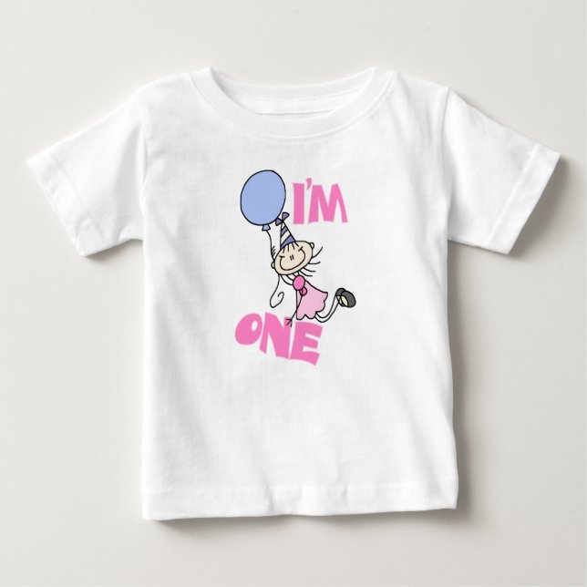 I'm One Stick Figure Girl Birthday Baby T-Shirt (Front)