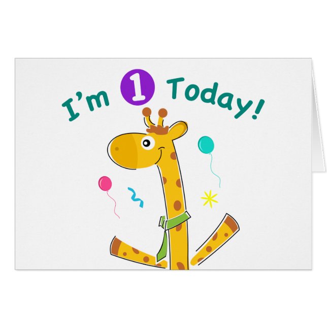 I'm One Today - Giraffe Design (Front Horizontal)