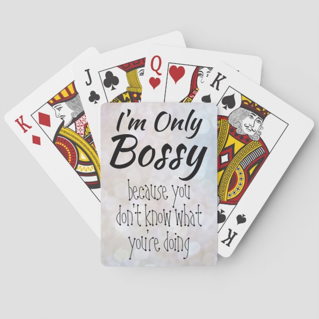 I'm Only Bossy Girl Boss Bokeh Playing Cards (Back)