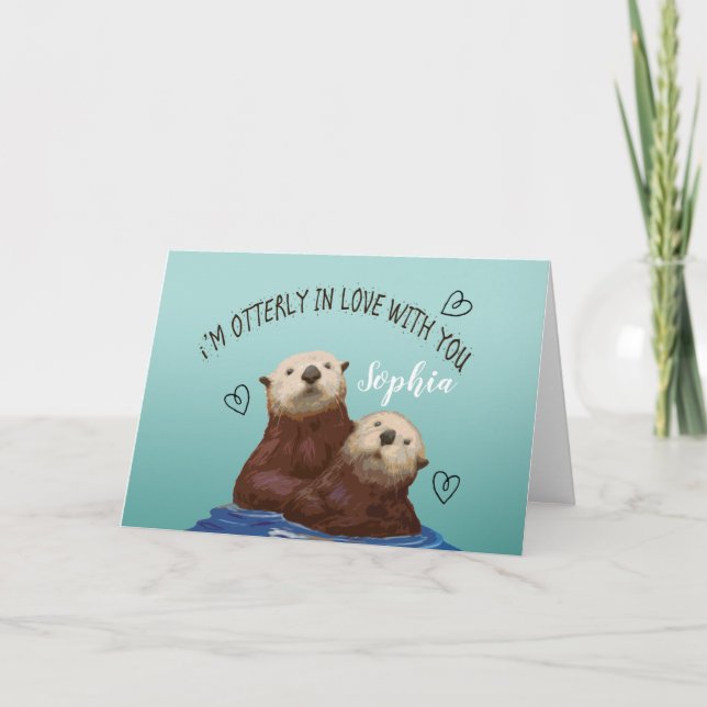 I'm Otterly in Love with You Valentine Card (Front)