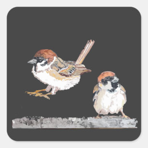 I'm Outta Here Fun Sparrow Humour Cute Bird  Square Sticker