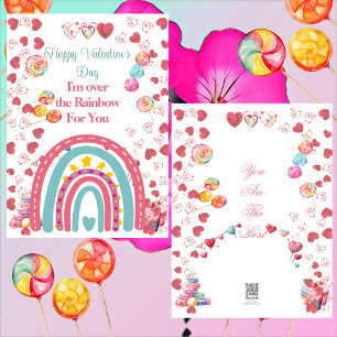 I'm Over The Rainbow Valentine Kids Classroom Cute Holiday Card