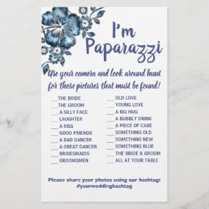 I'm paparazzi Game Card Blue Flower Wedding