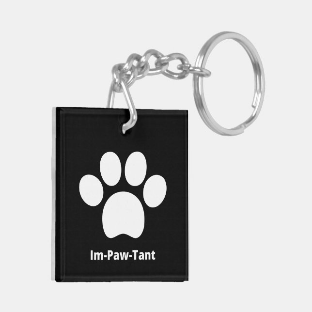 Im-Paw-Tant Double-sided Square Acrylic Keychain (Back Left)