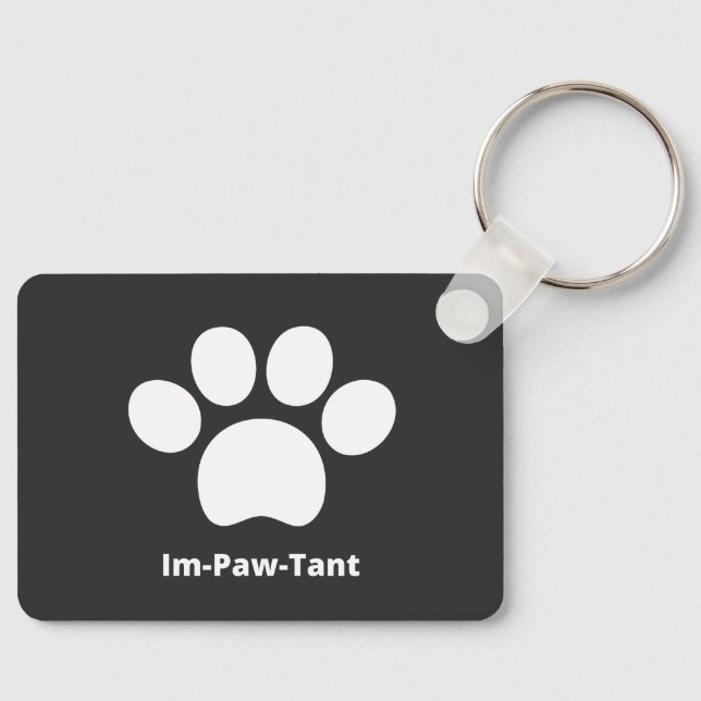Im-Paw-Tant Rectangle Aluminium Keychain (Front)