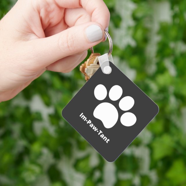 Im-Paw-Tant Square Aluminium Keychain (Hand)
