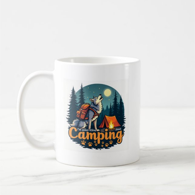 im pawsitive about camping coffee mug (Left)
