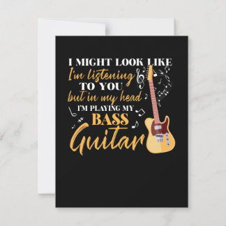 I'm Playing My Bass Guitar Thank You Card