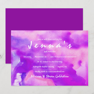 I'M PURPLE WATERCOLOR Bat Mitzvah Invitation