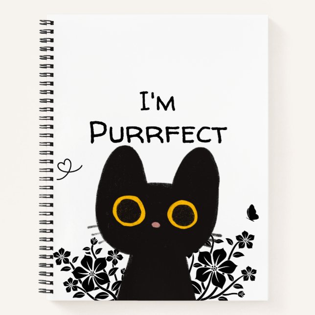 I'm Purrfect Cute Black Cat Notebook (Front)