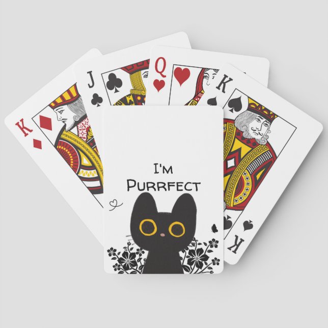 I'm Purrfect Cute Black Cat Playing Cards (Back)
