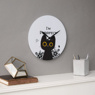 I'm Purrfect Cute Black Cat Wall Clock
