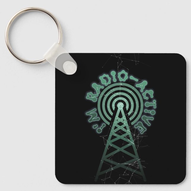 I'm Radio Active With Tower Antenna Funny Ham Radi Key Ring (Front)