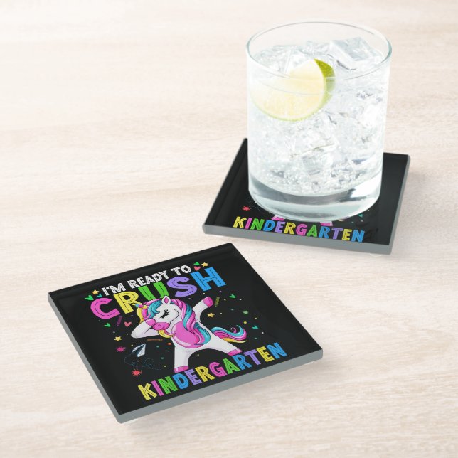 I'm Ready For Kindergarten Back To School Glass Coaster (Angled)