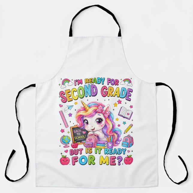 Im Ready for Second Grade Unicorn First Day Apron (Front)