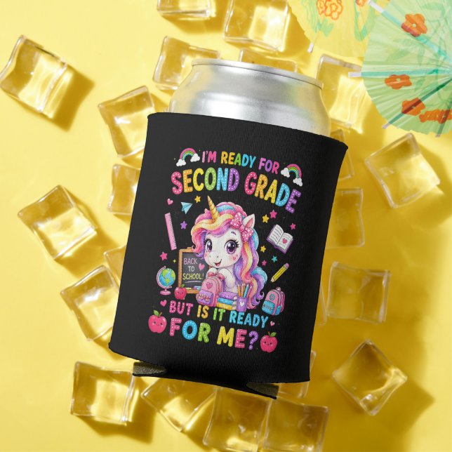 Im Ready for Second Grade Unicorn First Day Can Cooler (In Situ Summer)