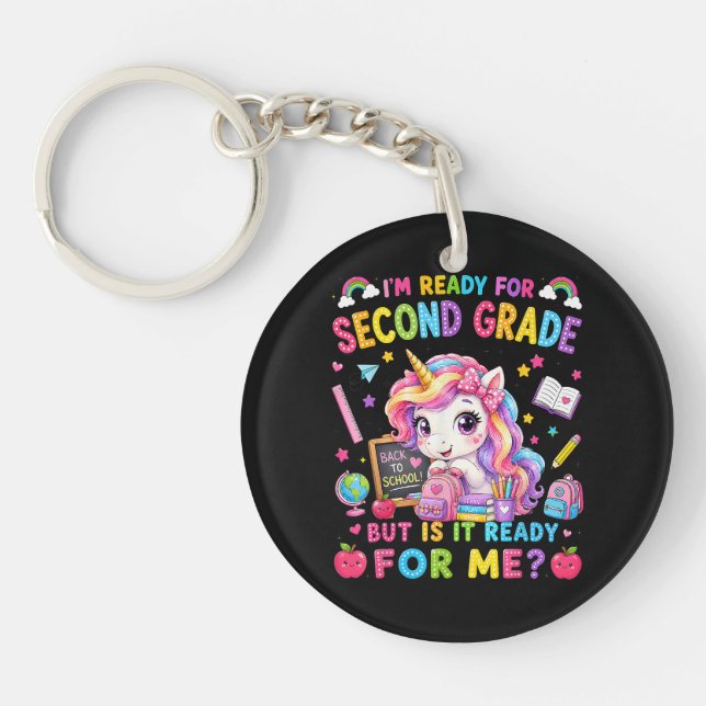 Im Ready for Second Grade Unicorn First Day Key Ring (Front)