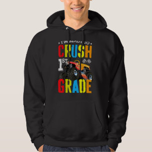 Im Ready To Crush 1st Grade Boy Monster Truck Back Hoodie
