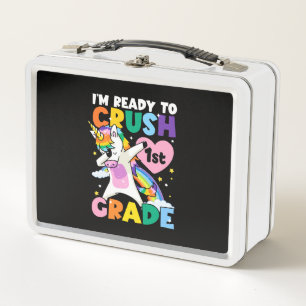 I'm Ready To Crush 1st Grade Unicorn Heart 1st Day Metal Lunch Box