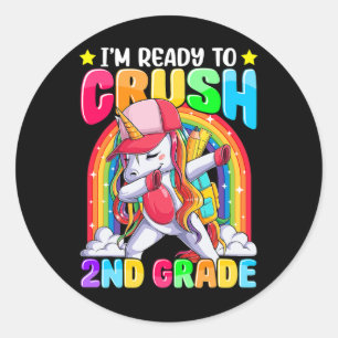 I'm Ready To Crush 2nd Grade Dabbing Unicorn Ck To Classic Round Sticker