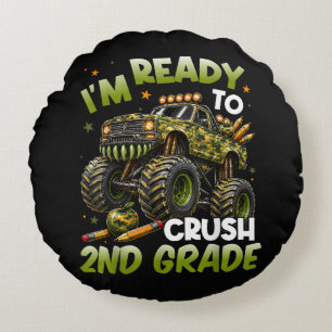 I'm Ready to Crush 2nd Grade Monster Truck Round Cushion