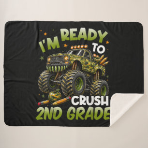 I'm Ready to Crush 2nd Grade Monster Truck Sherpa Blanket