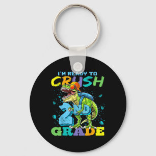 I'm Ready To Crush 2nd Grade T Rex Dinosaur Back T Key Ring