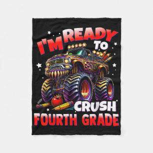 Im Ready To Crush 4th Grade Monster Truck Boys Kid Fleece Blanket